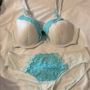 Sheer blue Adore Me bra and panty set